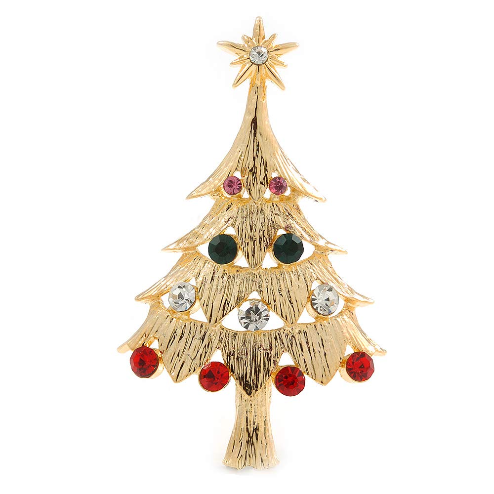 Broche Sapin De Noël Strass Rouge - Design Épi - Qualité Premium - CLJ Charles Le Jeune