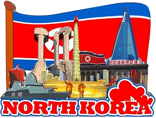 Imán de Corea del Norte de Corea del Norte para nevera Monumentos de madera 3D Monumentos coleccionables de viaje Decoración hecha a mano -632