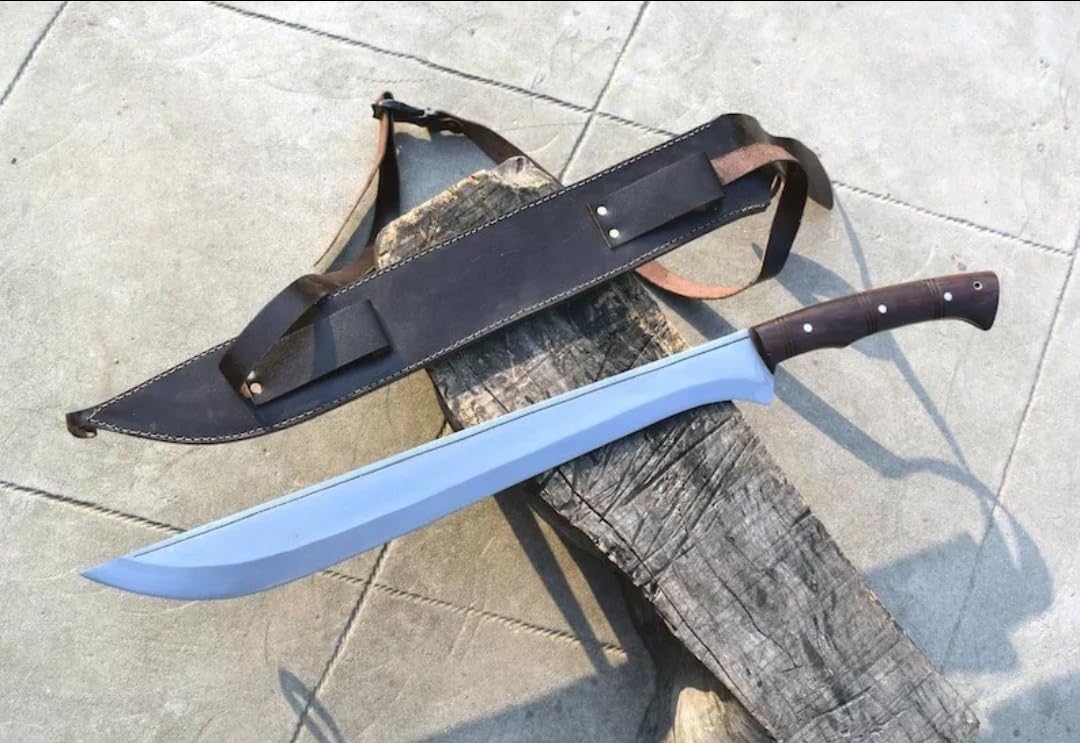 30 Inch Long Scimitar Sword Custom Handforged J2 Steel Full Tang Combat Sword Rosewood Grip with Leather Sheath Combat Sword by Empire Industry