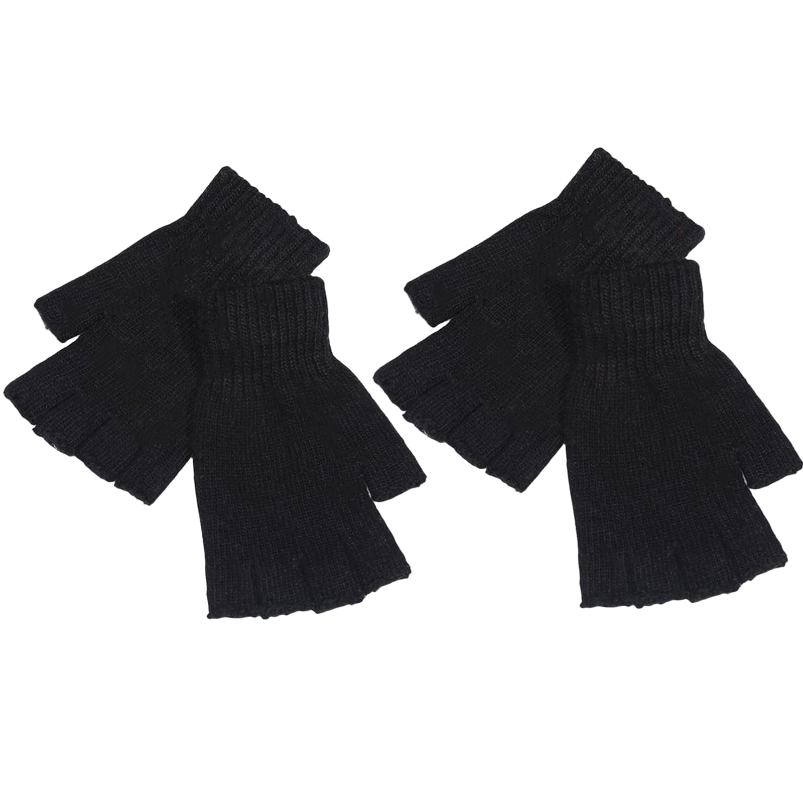 JNQYYH 2 Paia Guanti Mezze Dita Uomo,Guanti Senza Dita, Caldi Elasticizzati Guanti invernali Uomo, Lavorati Guanti Senza Dita per Uomo e Donna