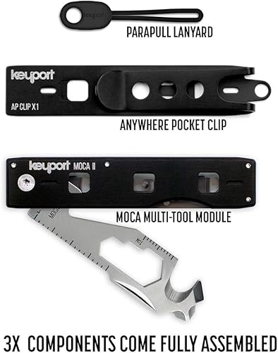 Miniatura 5 de Multiherramienta compacta de llavero 11 en 1 con clip de bolsillo y paraPull – Abrebotellas, abrebotellas, cortador de cables, mini destornilladores