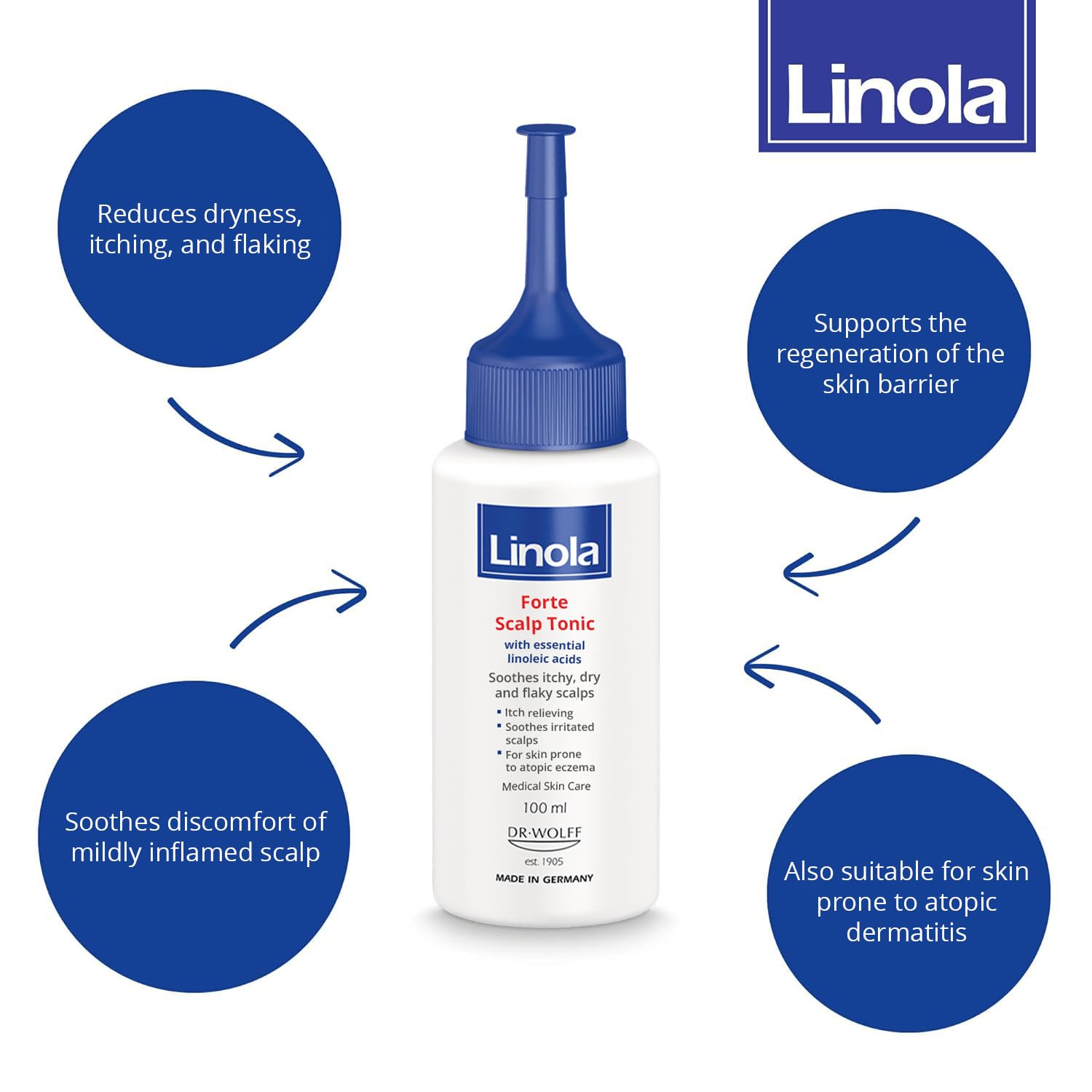 Linola Forte Kopfhaut-Tonikum beruhigt juckende, trockene und schuppige Kopfhaut, 100 ml Solution