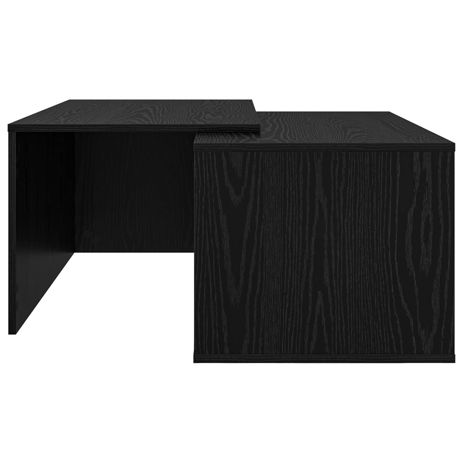 Set di 2 tavolini da caffè in legno effetto rovere, colore nero | Tavolini rettangolari per il soggiorno, posizionabili in modo flessibile e facile da pulire, con superficie stabile.