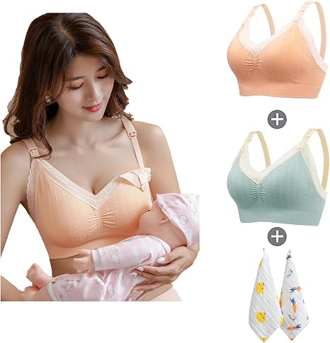 Amazon Co Jp Liweng マタニティブラ 授乳ブラジャー 授乳ブラ 妊婦ブラジャー 前開き 片手で簡単授乳 ノンワイヤ 産前産後兼用 垂れ乳防止 育乳 脇高延長ホック付き 無地 柔らか 2枚セット M 2xl 服 ファッション小物