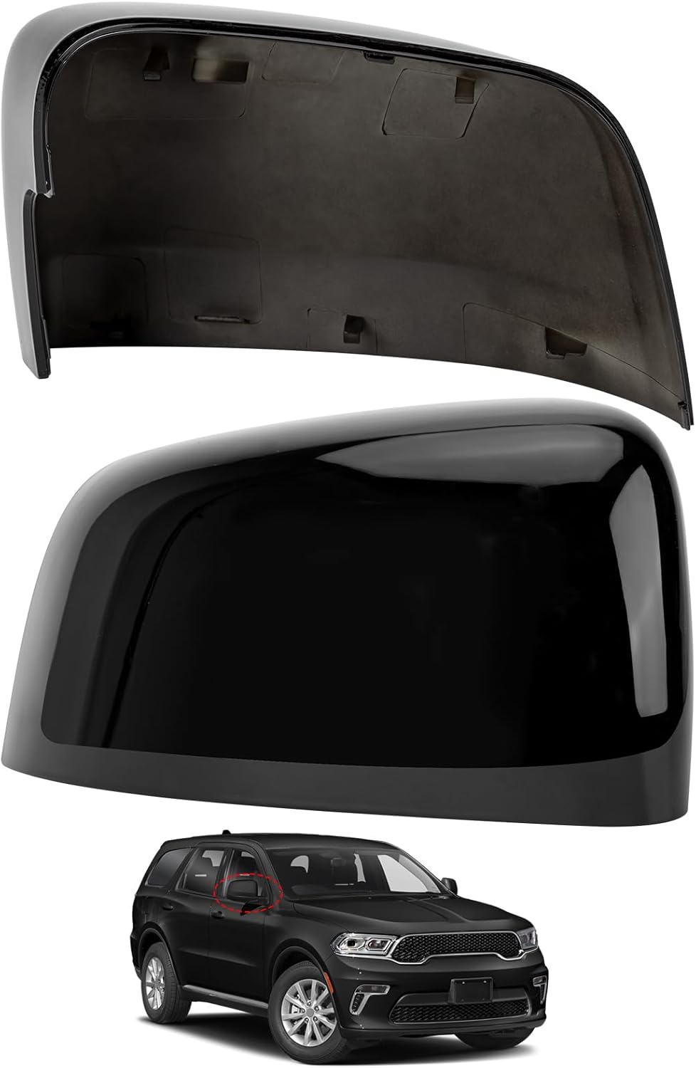 Driver Side Mirror Cover Replacement for Jeep Grand Cherokee 2011-2021, for Dodge Durango 2011-2025 - Left Side Mirror Covers, Rear View Mirror Cap Accessories Black