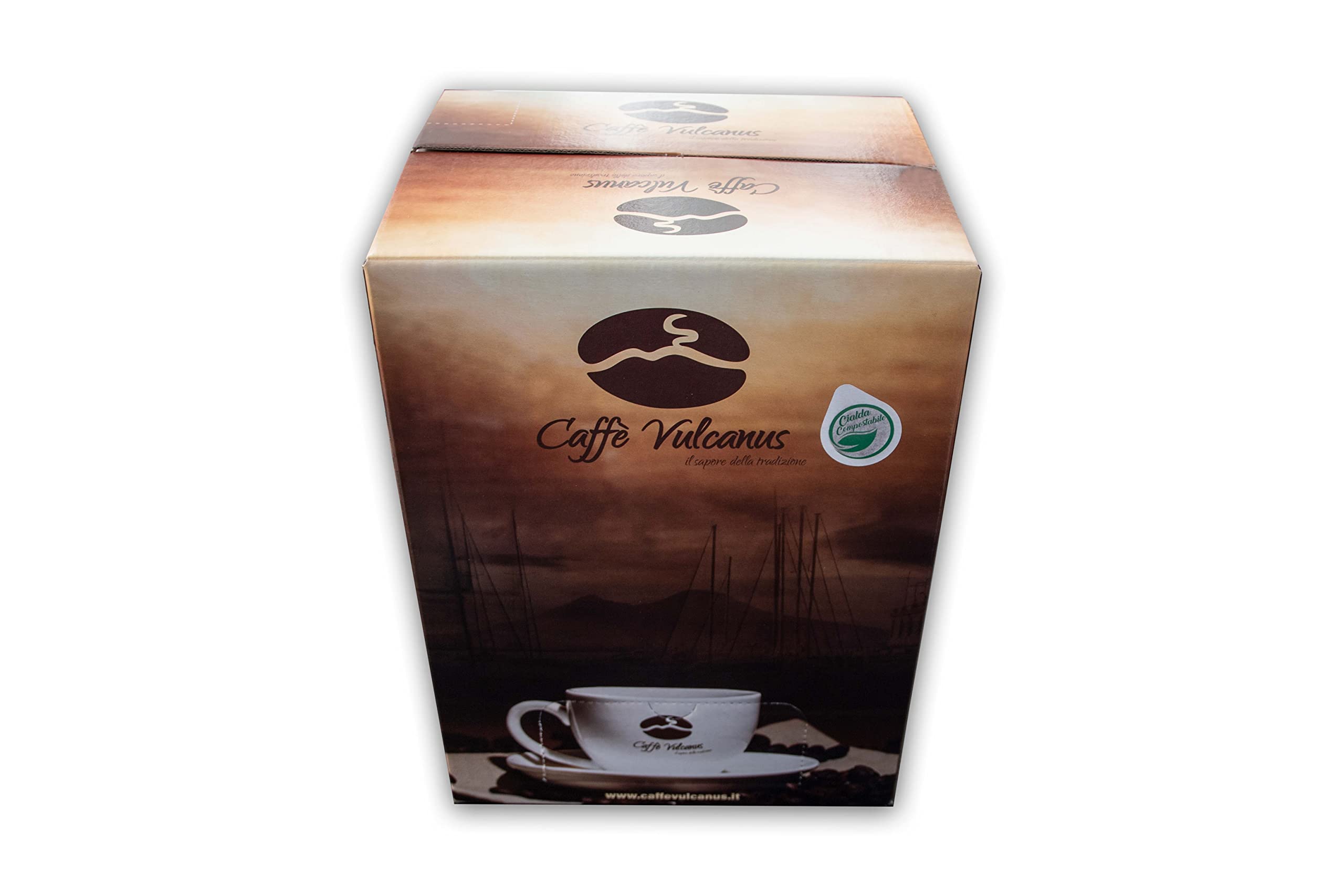 Caffè Vulcanus - 150 cápsulas de papel compostables ESE44 - Mezcla descafeinada