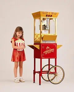 12 oz Commercial Popcorn Machine Cart with Stainless Steel Kettle, Red