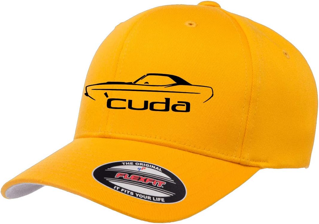 1970-74 Plymouth Cuda Hardtop Outline Design Athletic Baseball Fitted Hat Cap