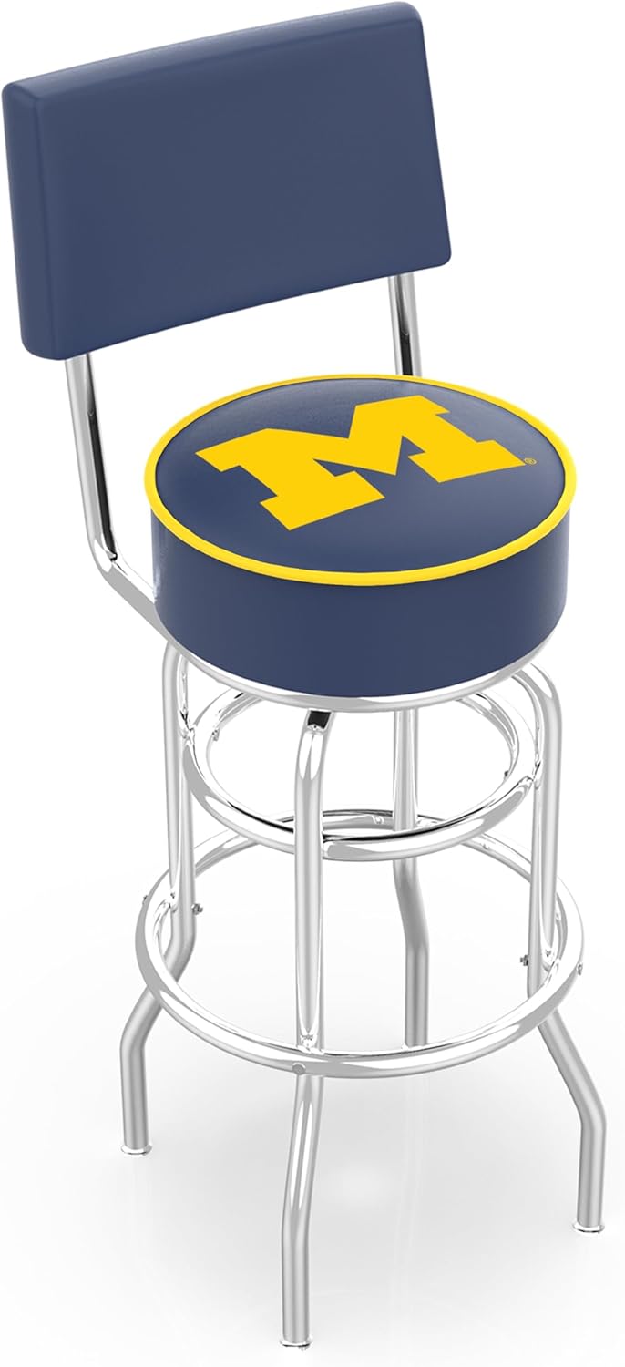 Holland Bar Stool L7c4 - Chrome Double Ring Michigan Swivel Bar Stool W/ Back - 30 Inch