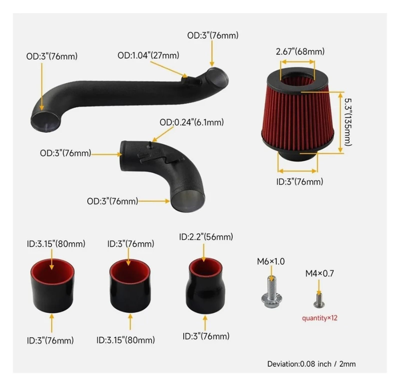 Per VW MK6 Per GTI CC EA888 1.8T 2.0T Kit Aspirazione Filtro Aria