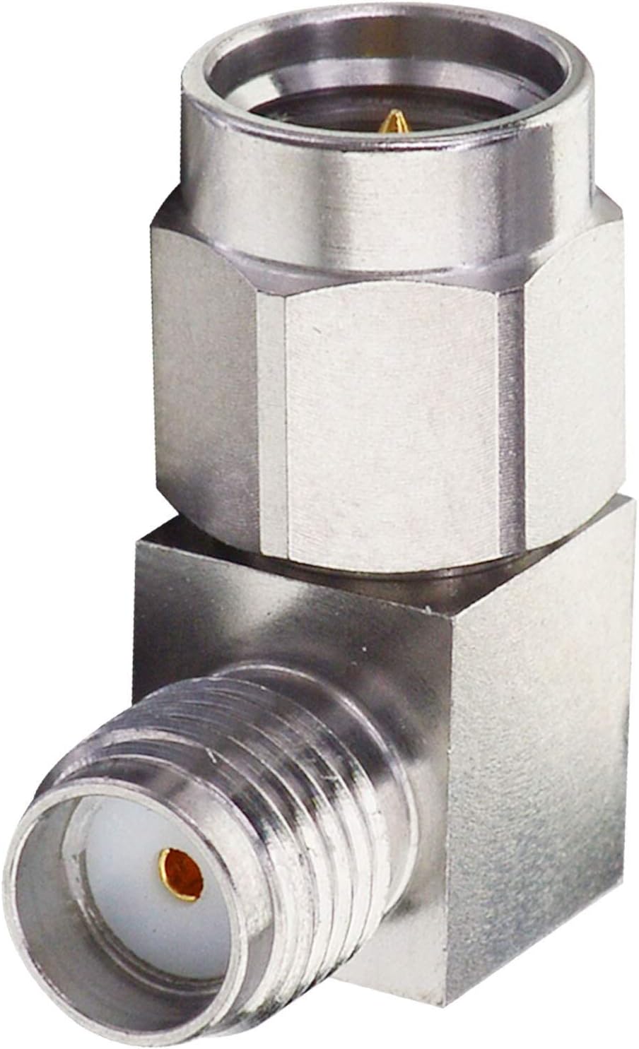 onelinkmore RF Adapter SMA Adapter Male to Female Rightangle 90 Degree Stainless Steel DC-18GHz 50 Ohm Coaxial Connector