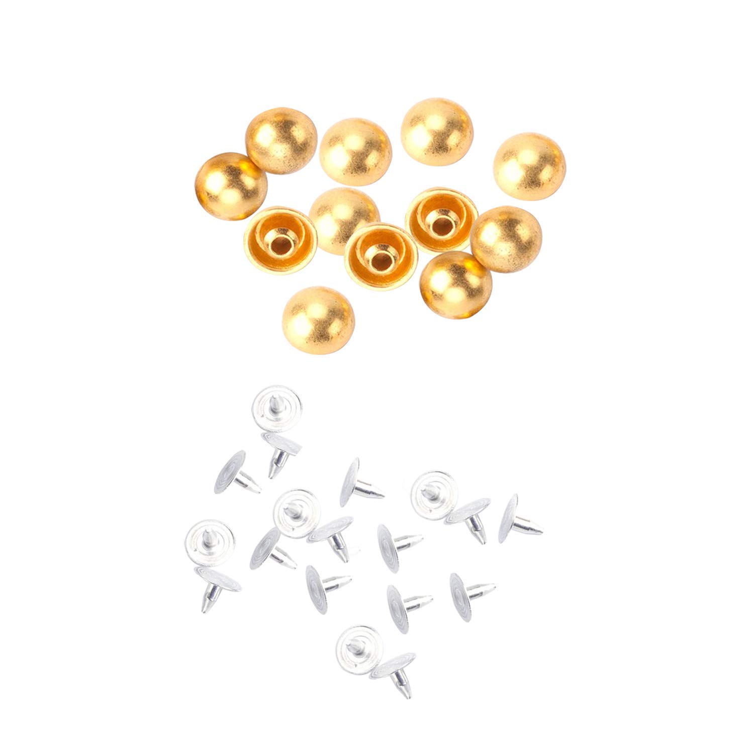 Weddecor Gold 10Mm Round Dome Head Punk Studs Mushroom Rivets With Back Pins For Dog Collars, Bags, Leathercraft, Goth Clothing, Scrapbooking, Diy Projects, 100Pcs