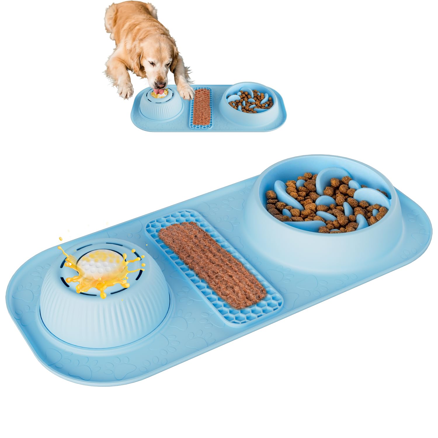 Pawinner 3-IN-1 Dog Lick Bowl with Entertained Ball +Slow Feeder +Lick Mat