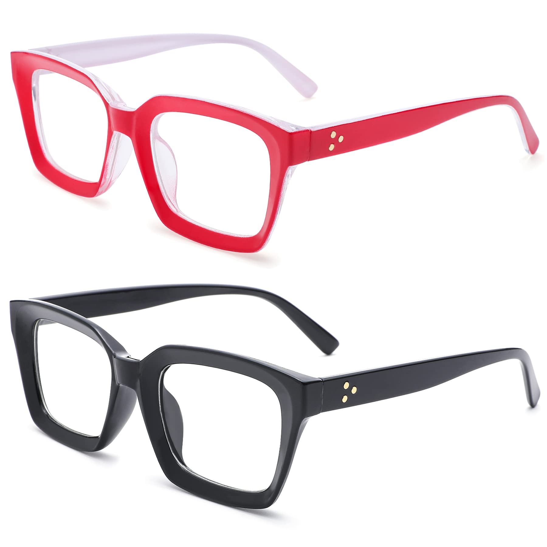 NULOOQ Fashion Vintage Square Non-prescription Clear Lens Glasses for Women Men, Thick Frame Fake Eyeglasses