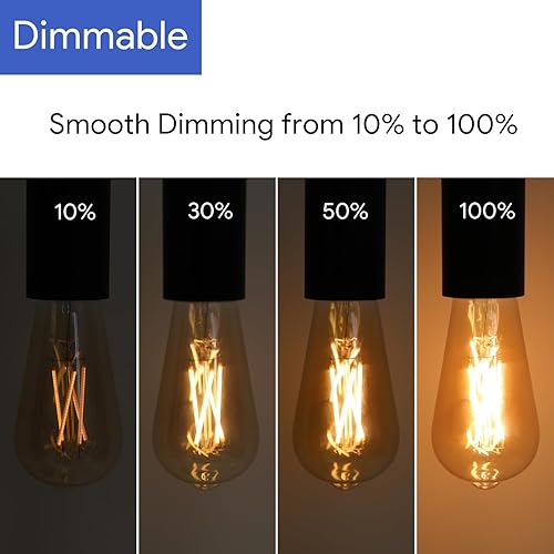 Miniatura 3 de ST19 - Bombilla de filamento ámbar brillante vintage, Edison de 5 W, con vidrio ámbar, 90+ de alto CRI, regulable 2200 K blanco ámbar, base media