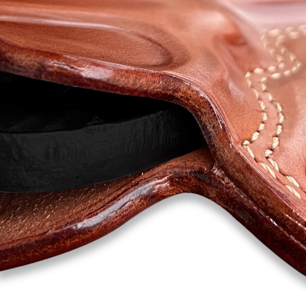 Masc Premium The Ultimate Leather Pancake OWB Belt Holster Open Top Fits, King Cobra/Viper 357 Mag 6-Shot 3-inch, Right Hand Draw, Brown Color #1631#