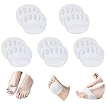 Ball of Foot Cushions Honeycomb Fabric Metatarsal Pads Invisible Socks Pads for Women and Men Reusable Forefoot Pads (5 Pairs-White)