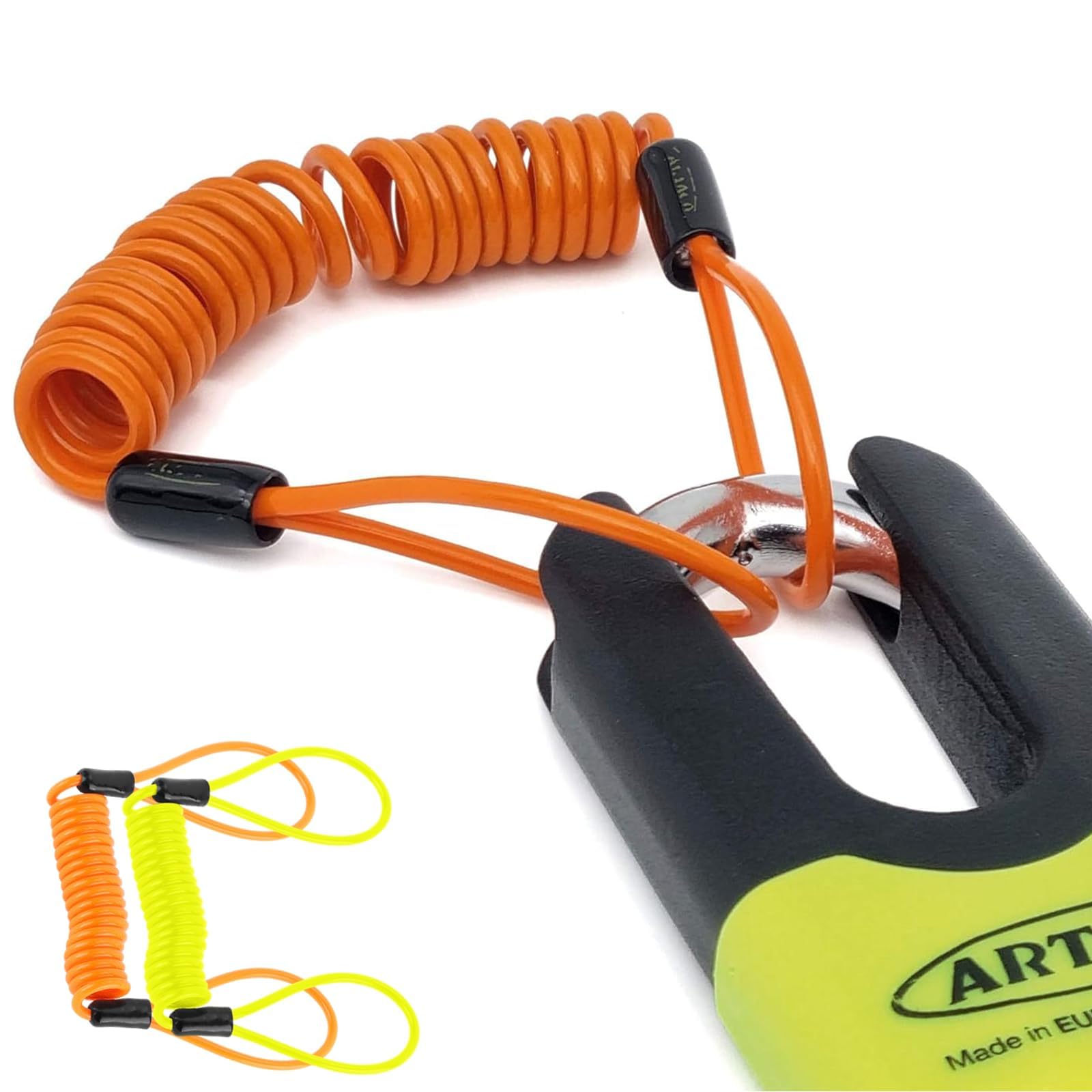 2PCS Disc Lock Reminder Cable, Motorcycle Disc Lock, Bright Coiled Disc Lock with Strong Visibility, Durable Steel Disc Lock Motorbike Accessory for Daily Commuting and Travel — view 6