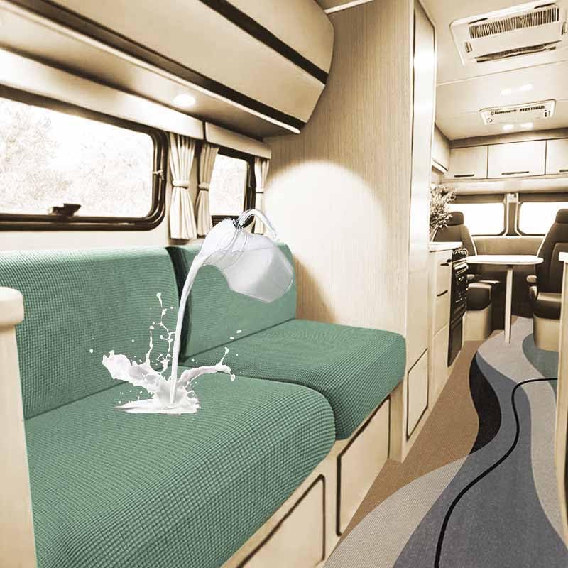 Housse de coussin extensible camping-car : lot de 2 protections antidérapantes pour banquette RV