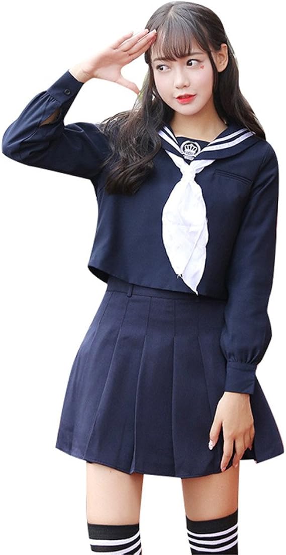 Amazon Co Jp 学生服 制服セット シャツ ミニスカート 女の子 セーラー服 長袖 ショートスカート 制服 スクールウェア 卒業式 入学式 服 ファッション小物