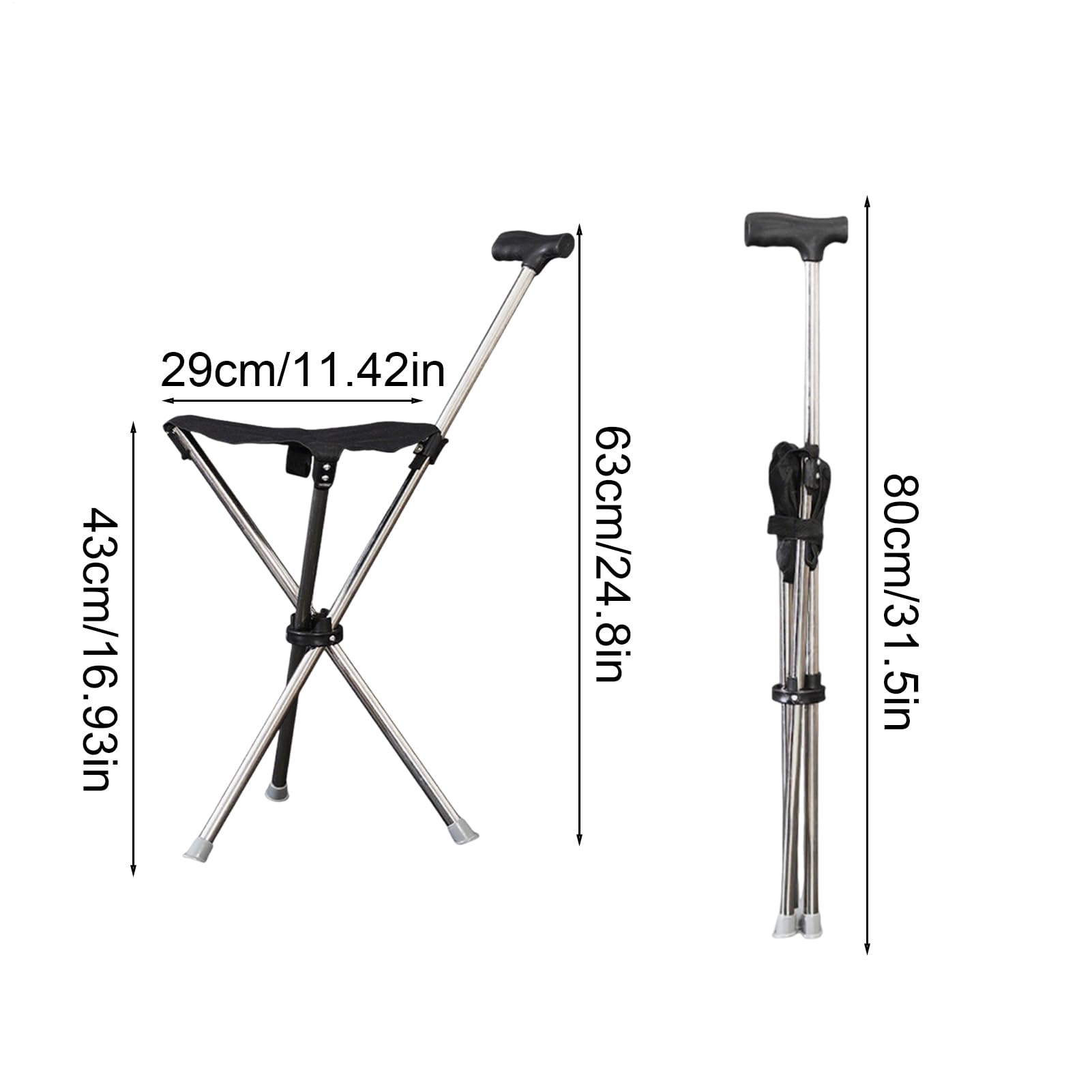 Bastone pieghevole con sedile – Sedia pieghevole da donna – Supporto pesante per viaggi, shopping, festival, escursionismo, arrampicata, attesa