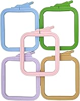 Vista 4 de Nurge Aro cuadrado para bordar, marco de punto de cruz de plástico para punto de aguja y bordado, aro ajustable para manualidades, color antracita