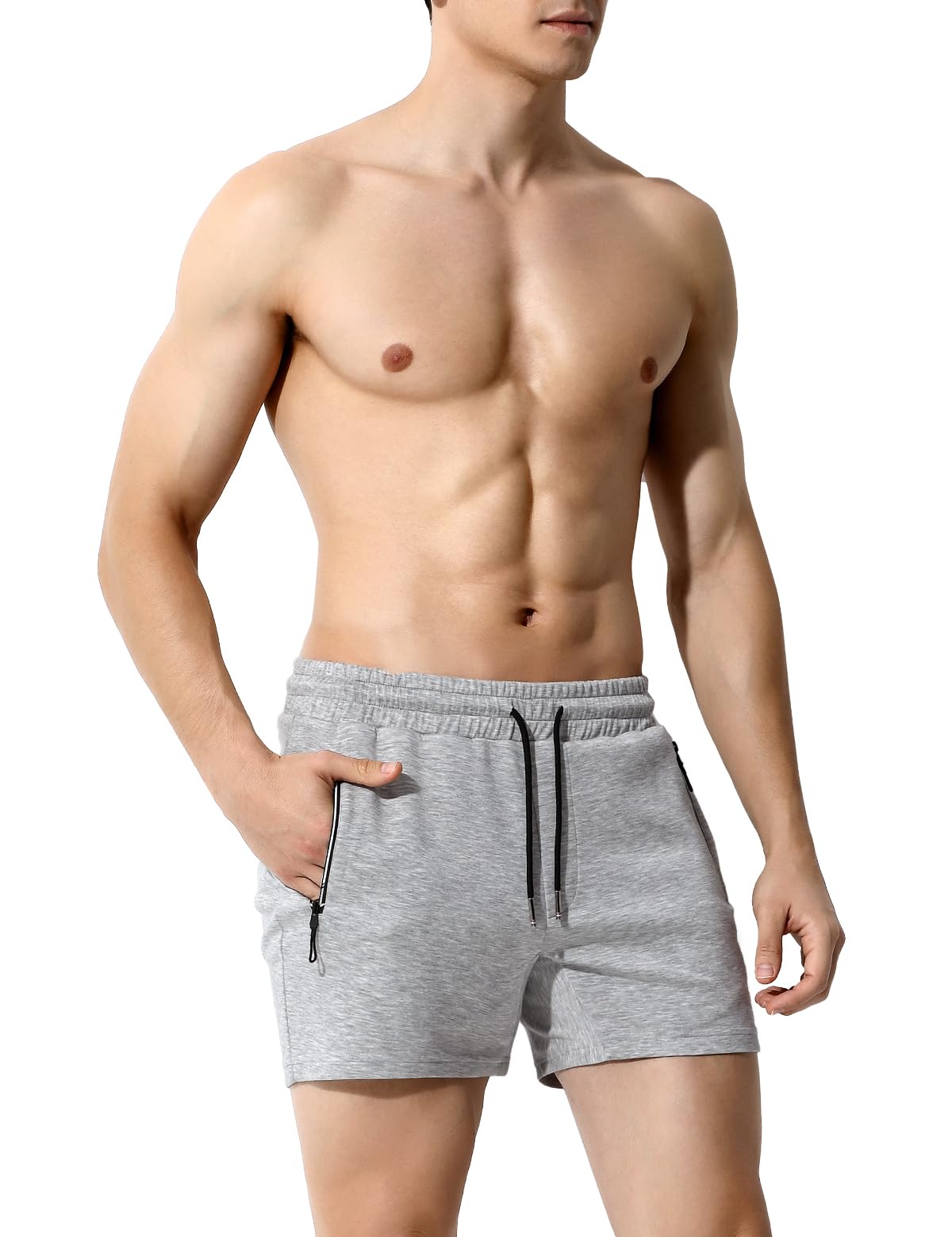 Mauro Kane Short Homme Sport avec Poche Zippée Short en Jogging Décontracté Pantalons Court Men Running Shorts