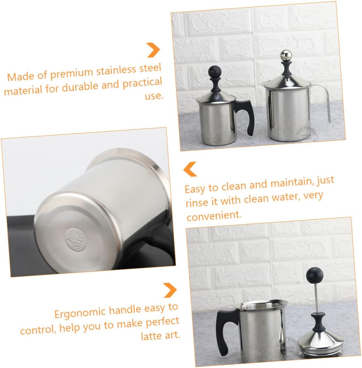 Luxshiny Milk Frother Pitcher Manual Tool for Latte Art Dual Filter for Home Cafe Restaurant Use Easy to Clean Design