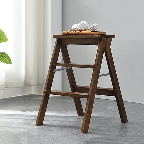 Miniatura 3 de Silla ligera para escaleras, taburete de 2 escalones, taburete de madera plegable para pies pequeños, biblioteca para el hogar, escalera, banco de