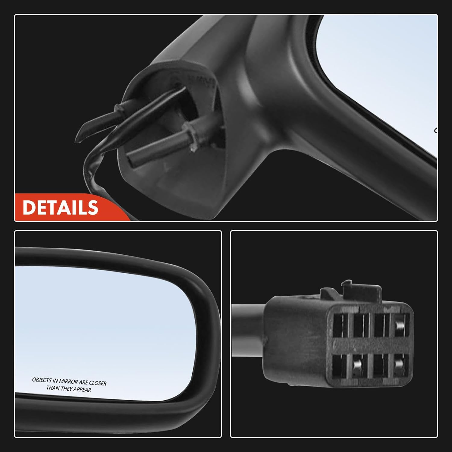 A-Premium Passenger Side Power Door Mirror - Compatible with Pontiac Bonneville 1992-1999 - Non-Heated Non-Folding Black Outside Rear View Mirror