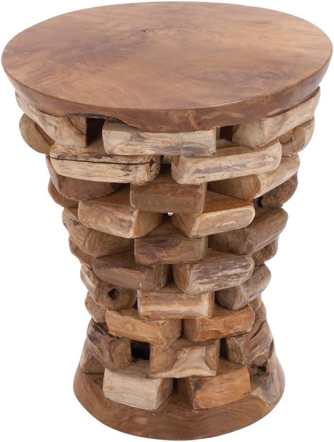 DecMode Organic Inspired Drum Shaped End Table Home & Kitchen