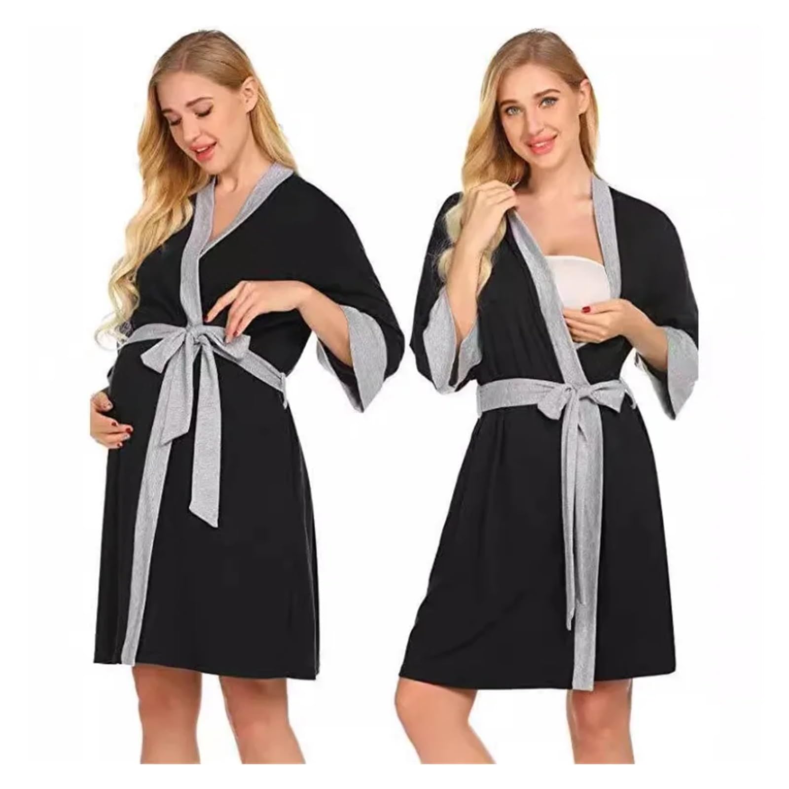 Camicia da Notte Donna Pigiama Premaman in Cotone Traspirante, Completo Essenziale e Leggero for L'Allattamento