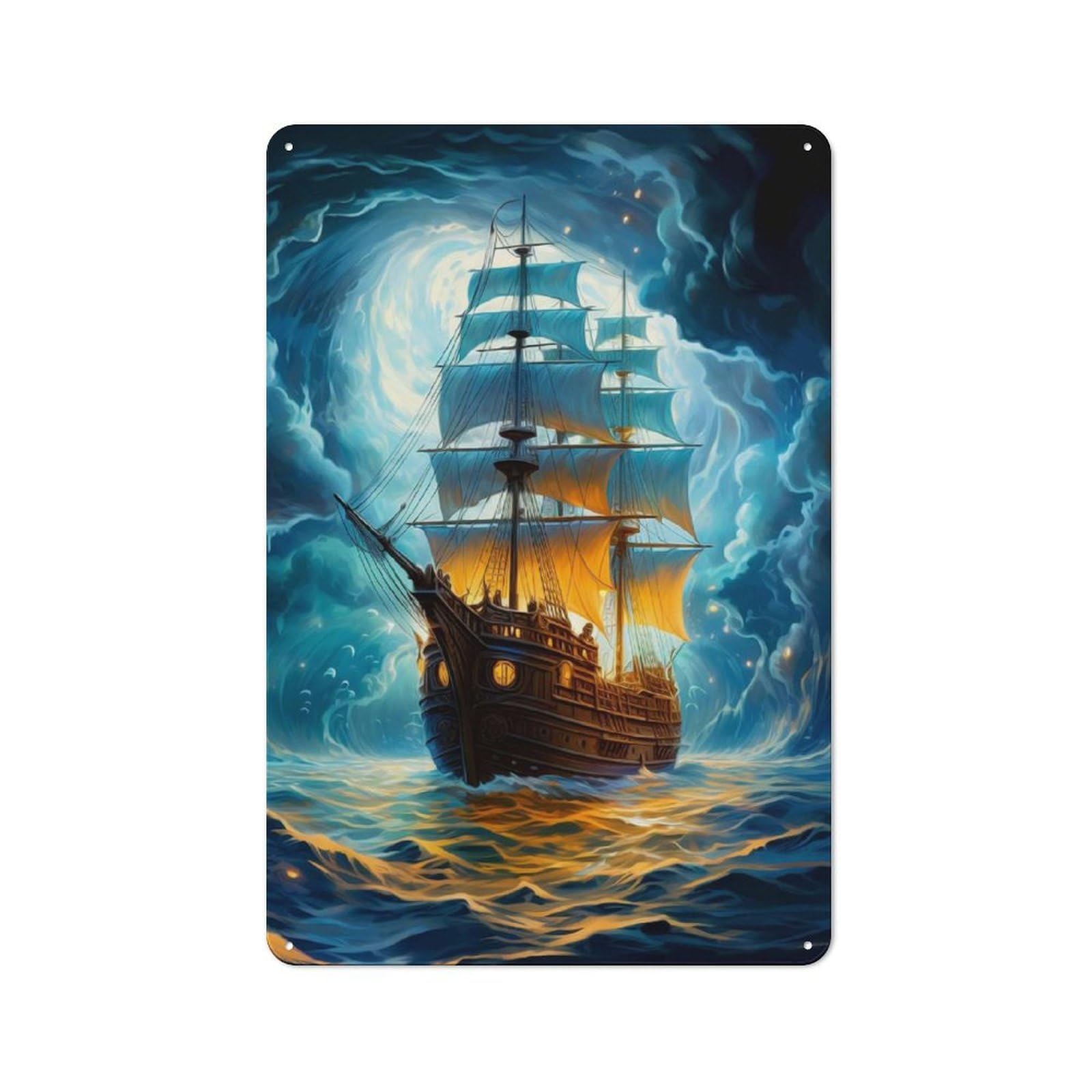 Fantasy Ship Rustic Tin Sign 30x20cm for Café Or Restaurant, for Café Owners And Decorators, for Retro Home Interiors