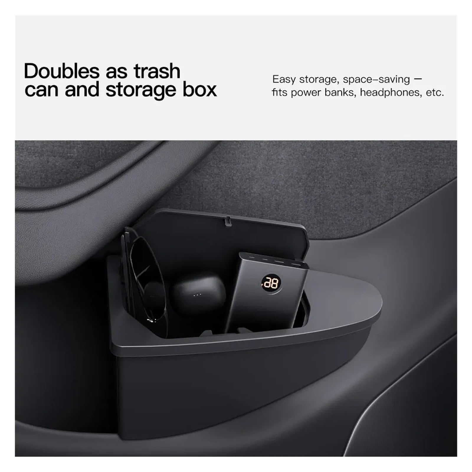 Auto Mülleimer Für Tesla Für Modell Für 3 Für Y Juniper Highland Seite Tür Mülleimer Müll Bin Mit Abdeckung Lagerung Box Veranstalter Mini Autos Mülleimers(2pcs)