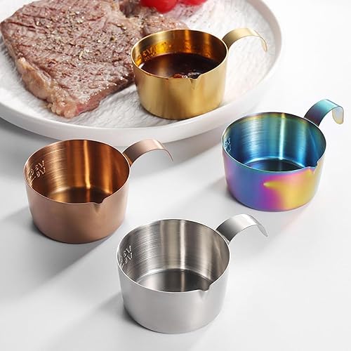 Miniatura 3 de Taza de salsa de acero inoxidable de 2.8 onzas, tazas de salsa de tomate para condimentos, mini platillos individuales, cuencos redondos, platos de