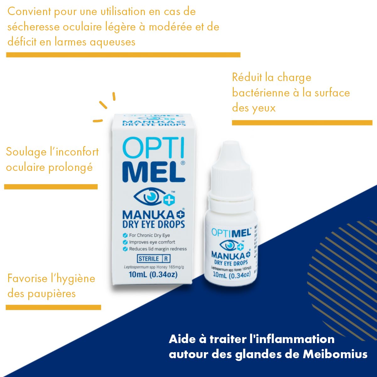 Optimel Gouttes Oculaires Au Miel De Manuka 10 ml – Traitement Et Soulagement De La Sécheresse Oculaire – Blépharite, Cornée