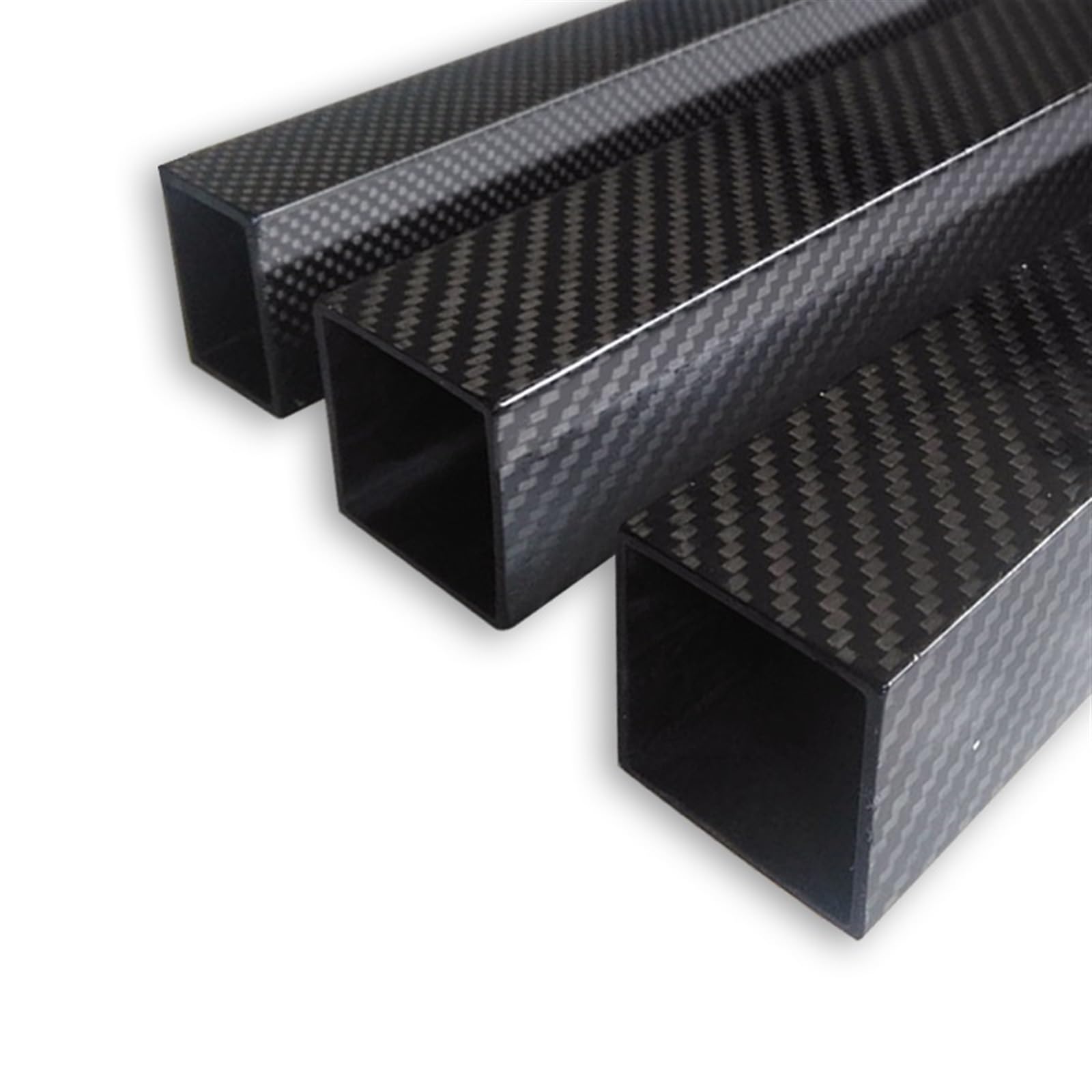 Tubo Cuadrado De Fibra De Carbono Tubo cuadrado de fibra carbono 2 piezas, longitud 500 MM, superficie pintada, sarga tubo completo 3K, diámetro exterior 8, 10, 12, 14, 15, 16, 17 y 18