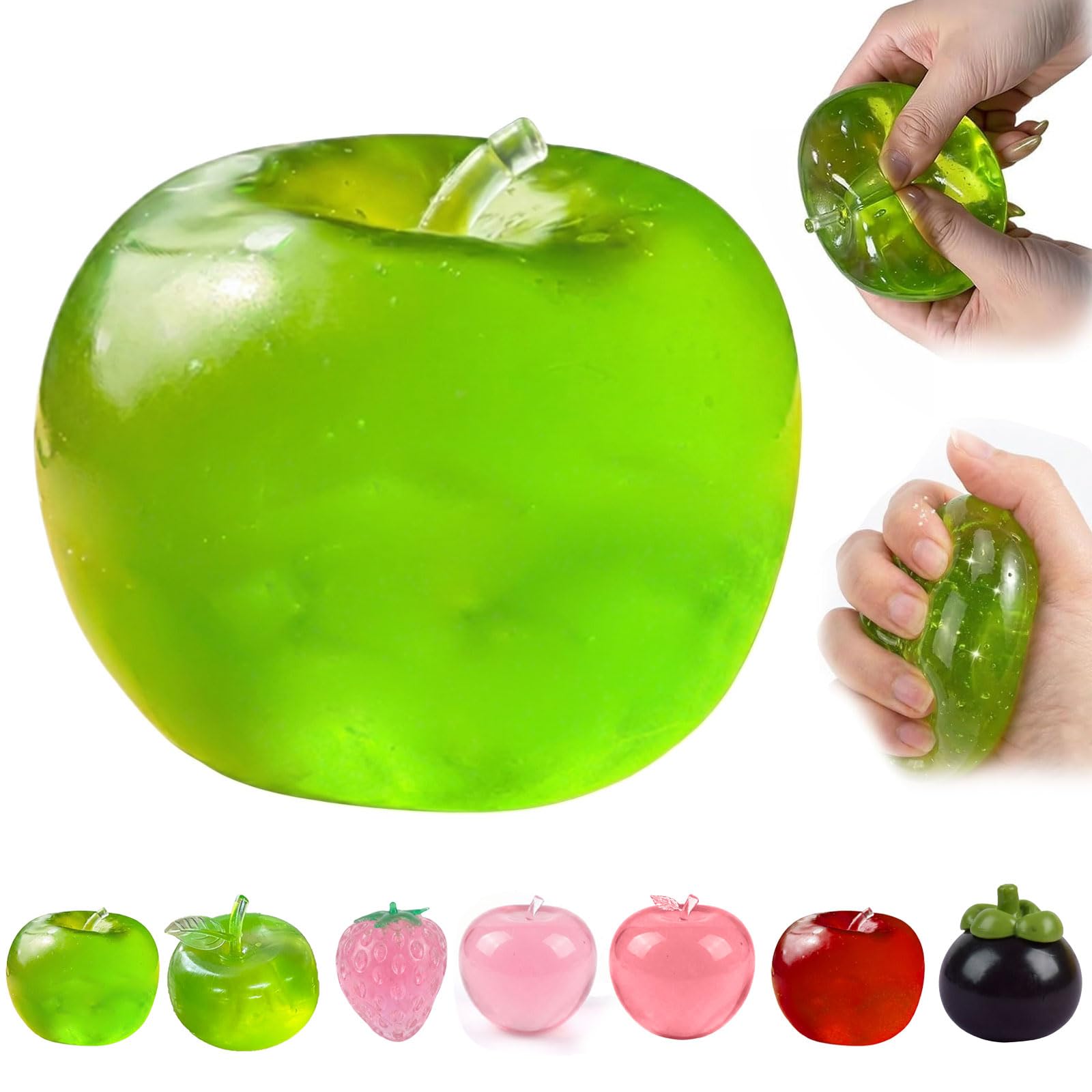 Fruits Squeeze Toys, Cute Apple Squeeze Toys, Squishy Stress Ball Fidget Toy for Kids and Adults Anxiety Relief, Soft Squeeze Sensory Ball Sensory Toys, Funny Desk Decor, Party Favors Gifts (A) — image 1