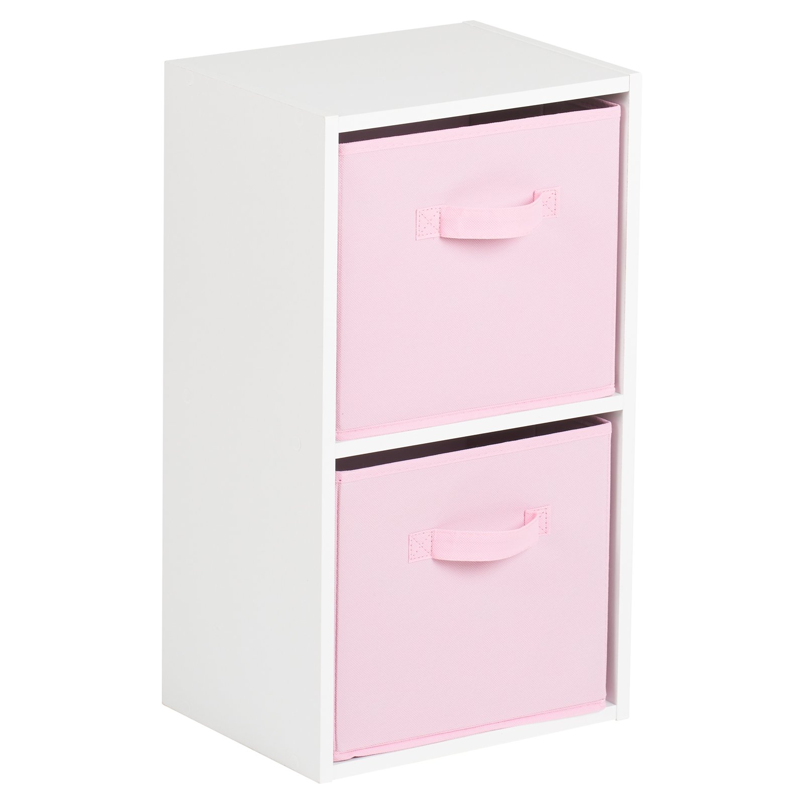 Hartleys 2 Tier White Cube Unit - Pink Storage Boxes