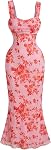 GORGLITTER Bodycon ruche floral féminin Midi Robe Mesh Fishtail Mariage Invité Cocktail Robes de soleil 2026