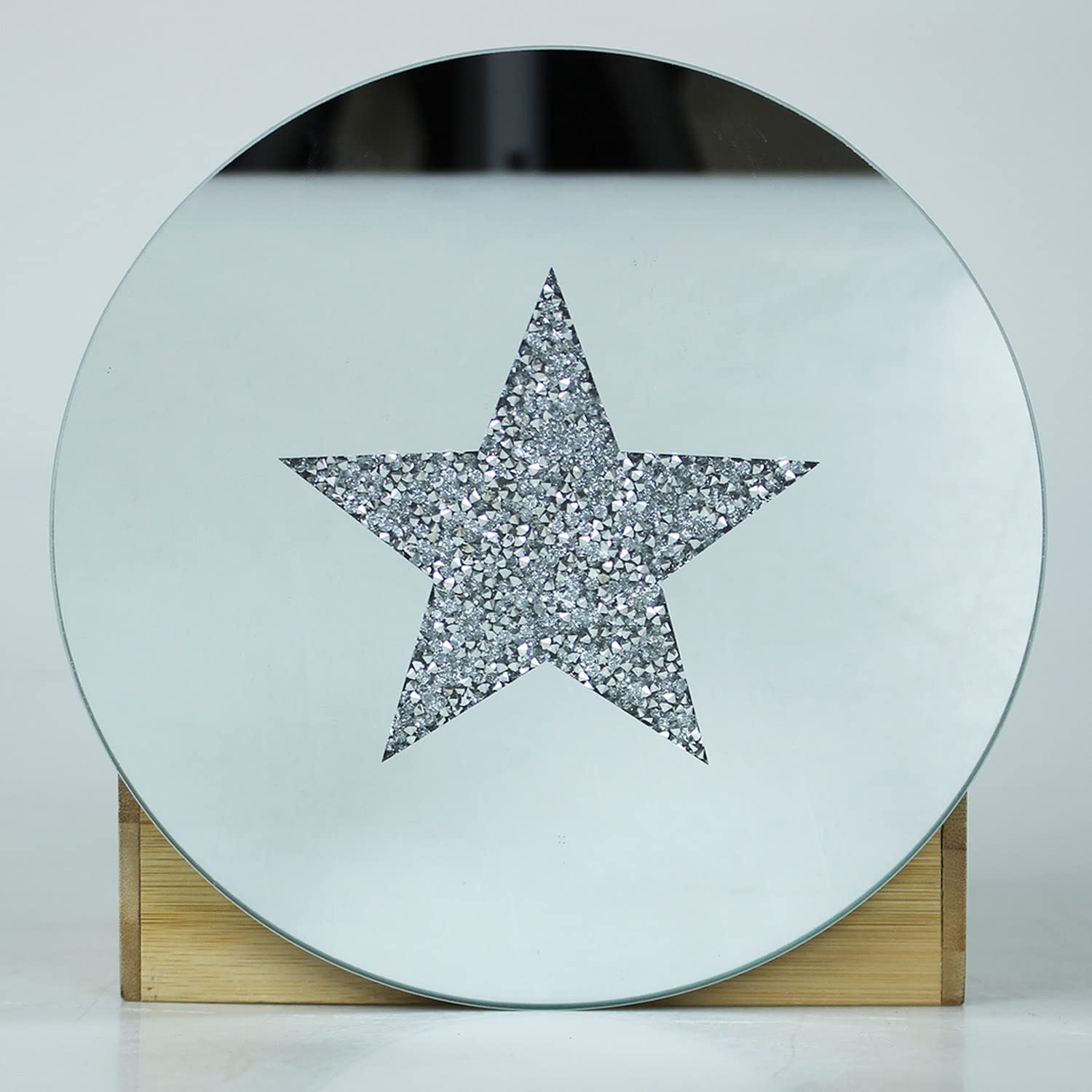 20Cm Round Star Candle Plate Home Decor Crystal Mirrored Glass Candle Plates Mug Coasters (20Cm Round Star Candle Plate)