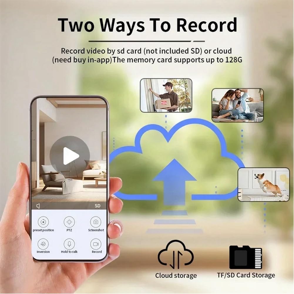 Cámara Inalámbrica WiFi de 2 MP con Seguimiento Automático, Detección por Inteligencia Artificial, Monitor para Bebés, Cámaras Vigilancia Robóticas Inalámbricas HD (UE)