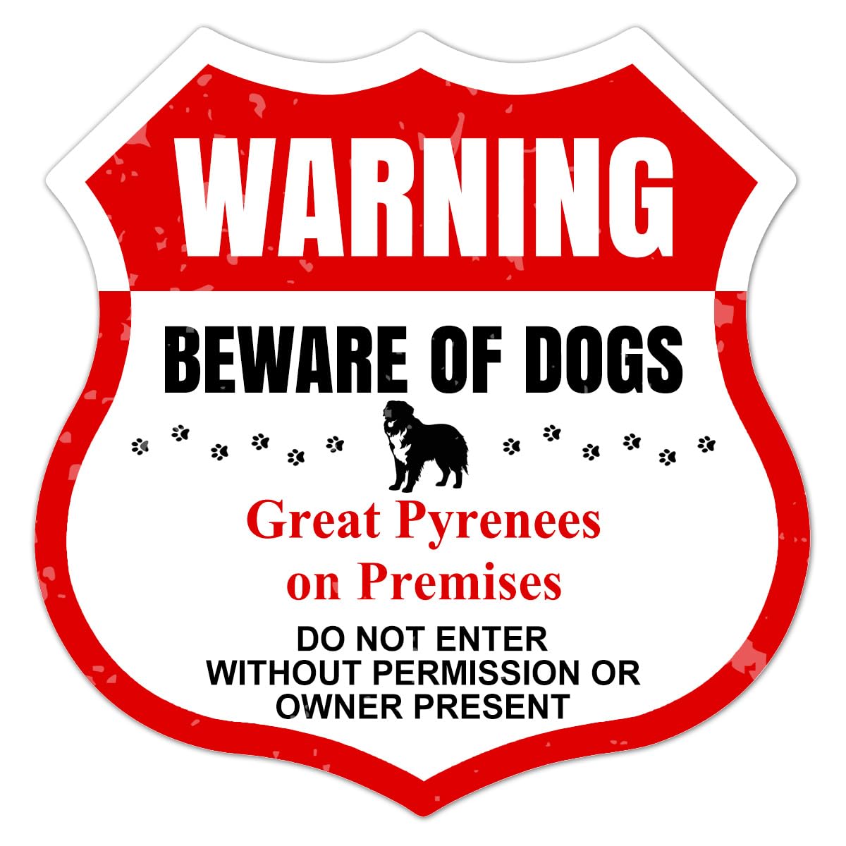 Great Pyrenees Metal Signs Gifts, Beware of Dog Signs for Fence, Warning Dog on Premises Yard Sign, Home Kitchen Farm Garden Garage Shield Wall Decor,