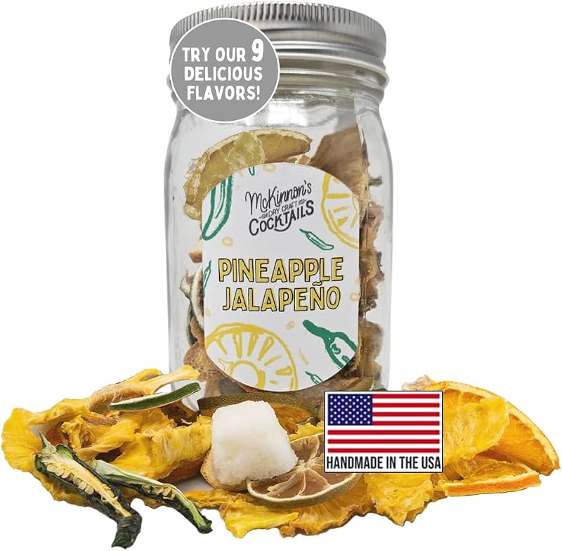 McKinnon’s Dry Craft Cocktails Dehydrated Fruits and Herbs, DIY Mixology, Infusion Kit, Mason Jar Serves 8 – 16 Drinks (Pineapple Jalapeno, 1 Jar)