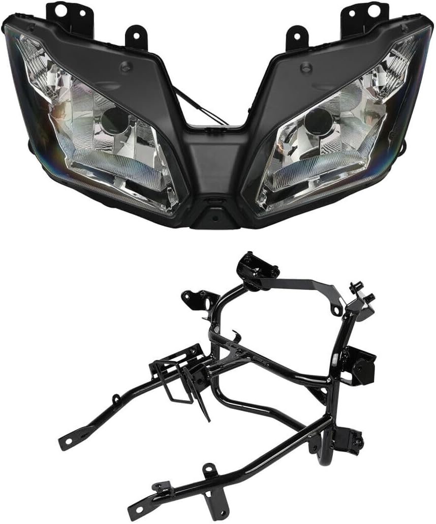 Green-L Front Headlight Headlamp Assembly and Upper Stay Fairing Bracket Fit for Kawasaki Ninja 300 2013-2017