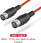 FORE 2-Pack 5-Pin DIN à 5-Pin DIN MIDI Câble pour DJ Ensembles/Tige électrique/Clavier/Piano électrique Couleur rouge 0.5 M (2 Boîte)