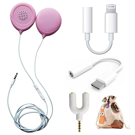 Pregnancy Headphones for Belly,Belly Headphones for Pregnant Women,Safely Play Music to Your Baby in The Womb，with Adapter Cable,Good Sound Quality,Easy to Operate,Pink