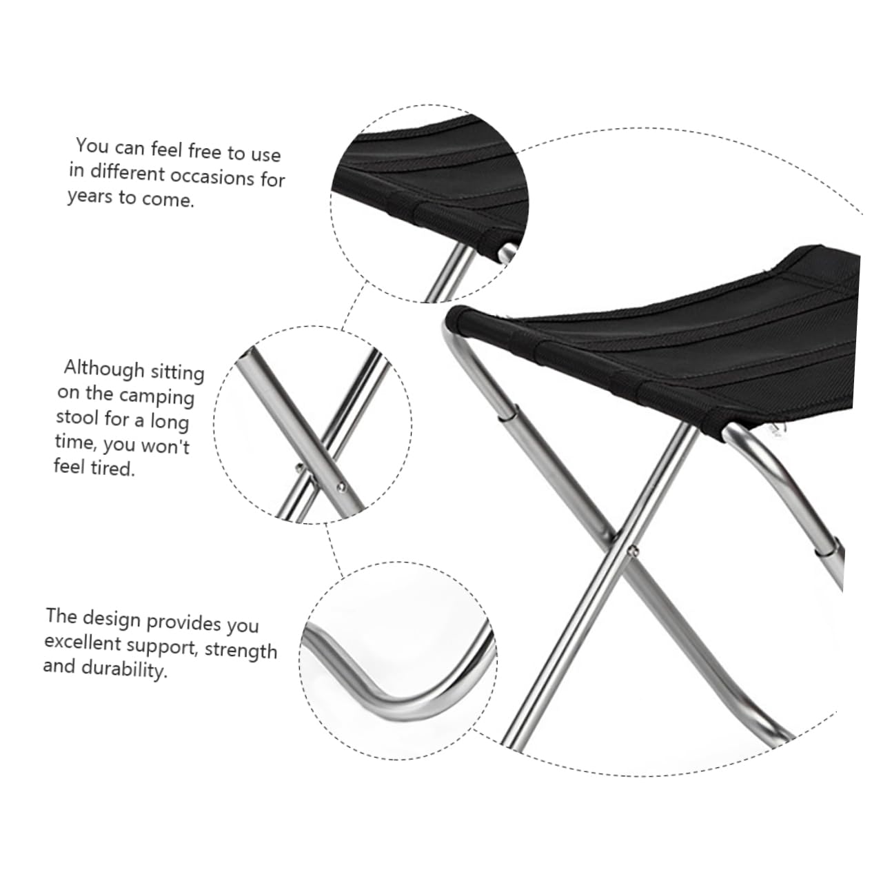 Happyyami 1pc Portable Fishing Chair Sturdy Lightweight Camping Stool for Outdoor Activities for Barbecue Hiking and Fishing Black