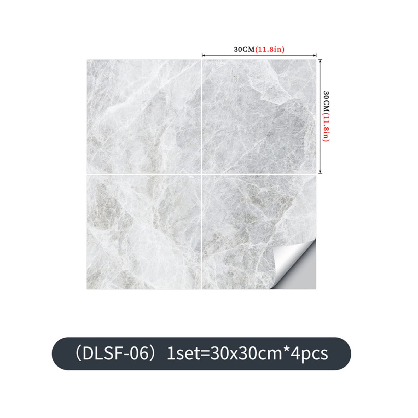 Marble Floor Tiles Self Adhesive Flooring Grey, Peel and Stick