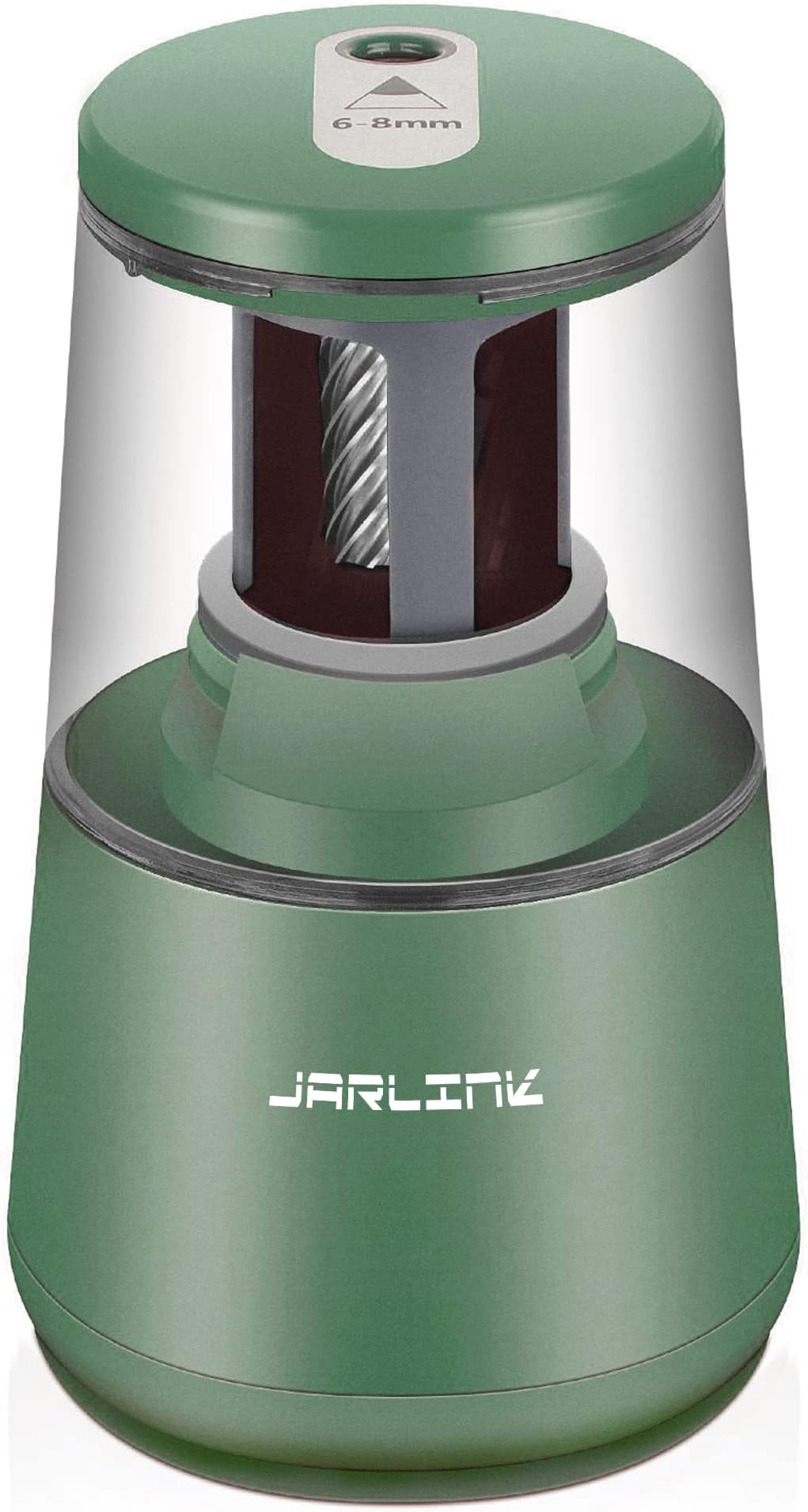JARLINK Electric Pencil Sharpener, Heavy-Duty Helical Blade to Fast Sharpen, Auto Stop for No.2/Colored Pencils(6-8mm), AC Adapter/Battery Operated in School Classroom/Office/Home (Green)